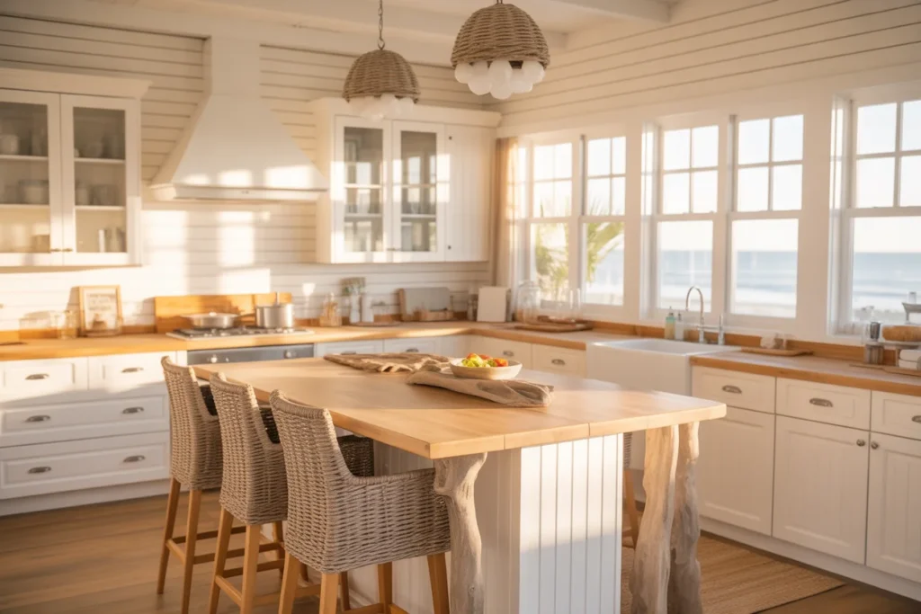 Natural Wood Coastal Kitchen Warm Style