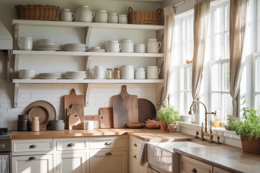 Open Shelving Kitchen Farmhouse Style Idea