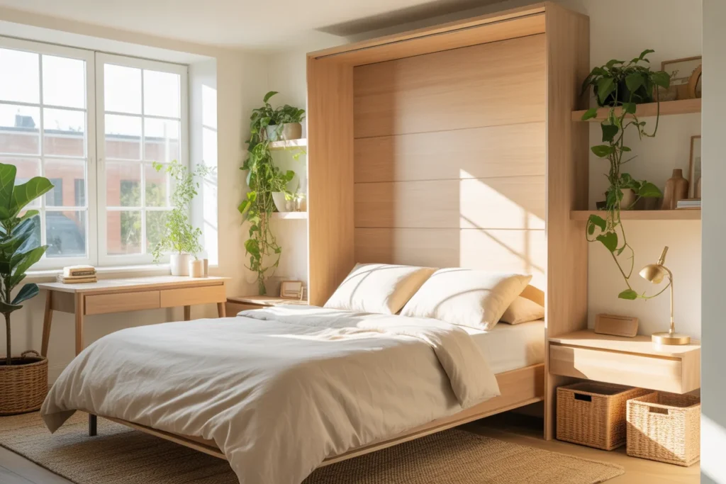Fresh small bedroom Murphy bed design