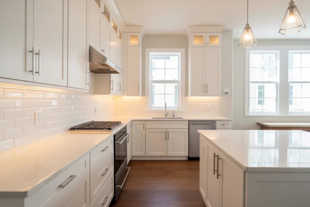Bright White Cabinets Open Small Kitchen Look