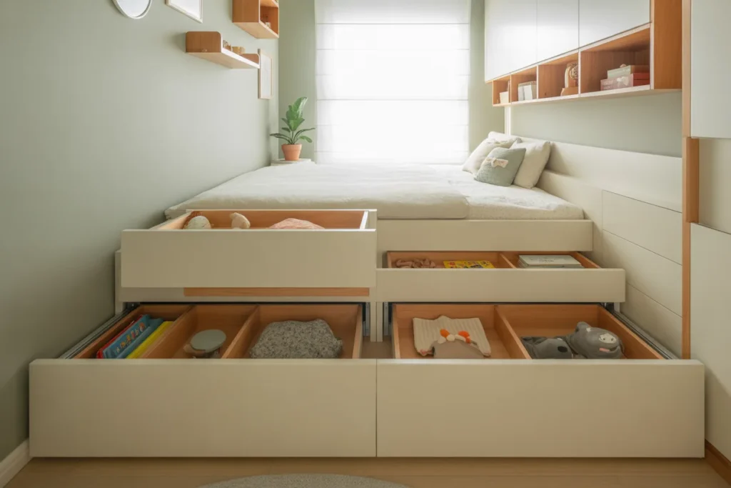 small bedroom storage ideas, under bed drawers