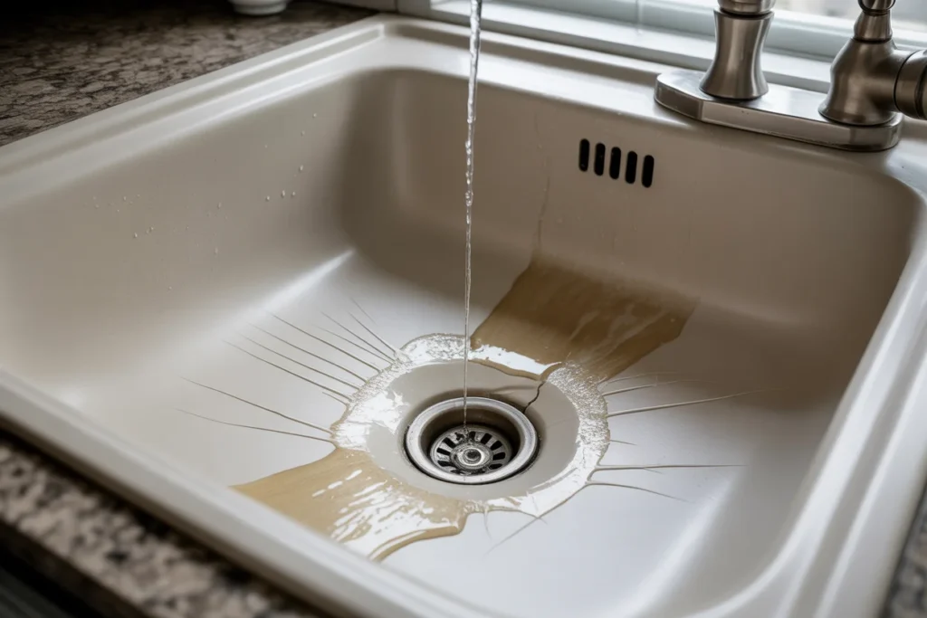 Cracked Sink Bowl Allowing Water Seepage