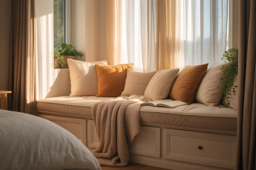 Cozy Window Seat for Relaxing Bedroom Corner