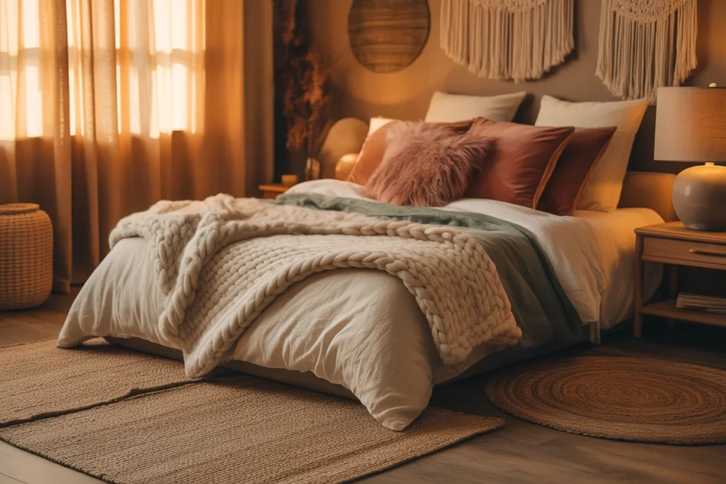 Layered Textures for Rich Cozy Bedroom Look