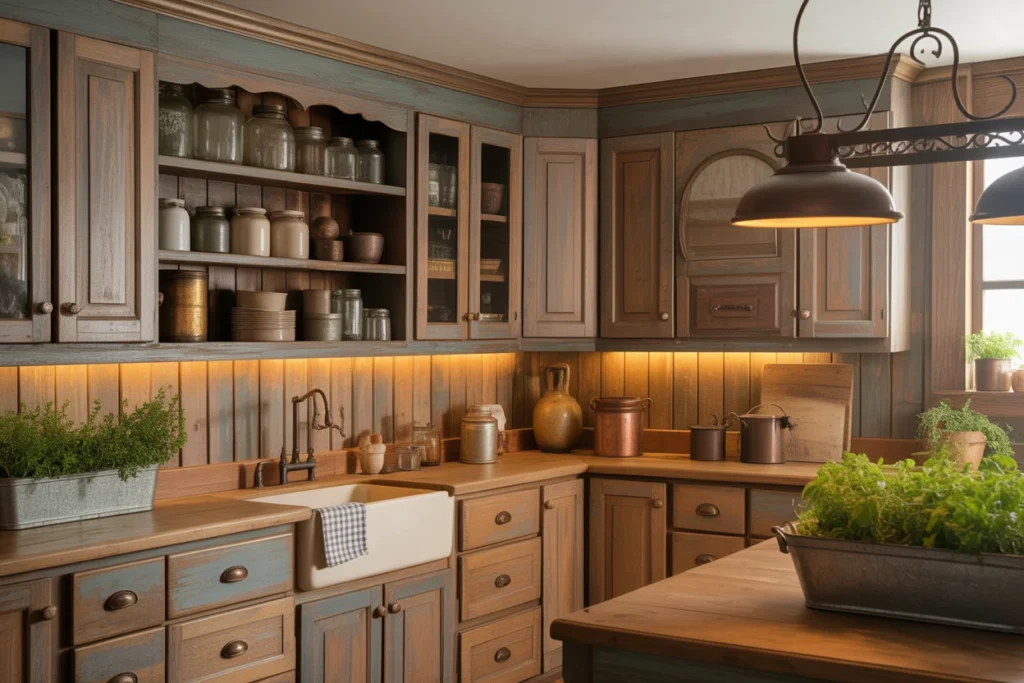 Rustic Wooden Cabinets Farmhouse Charm Look
