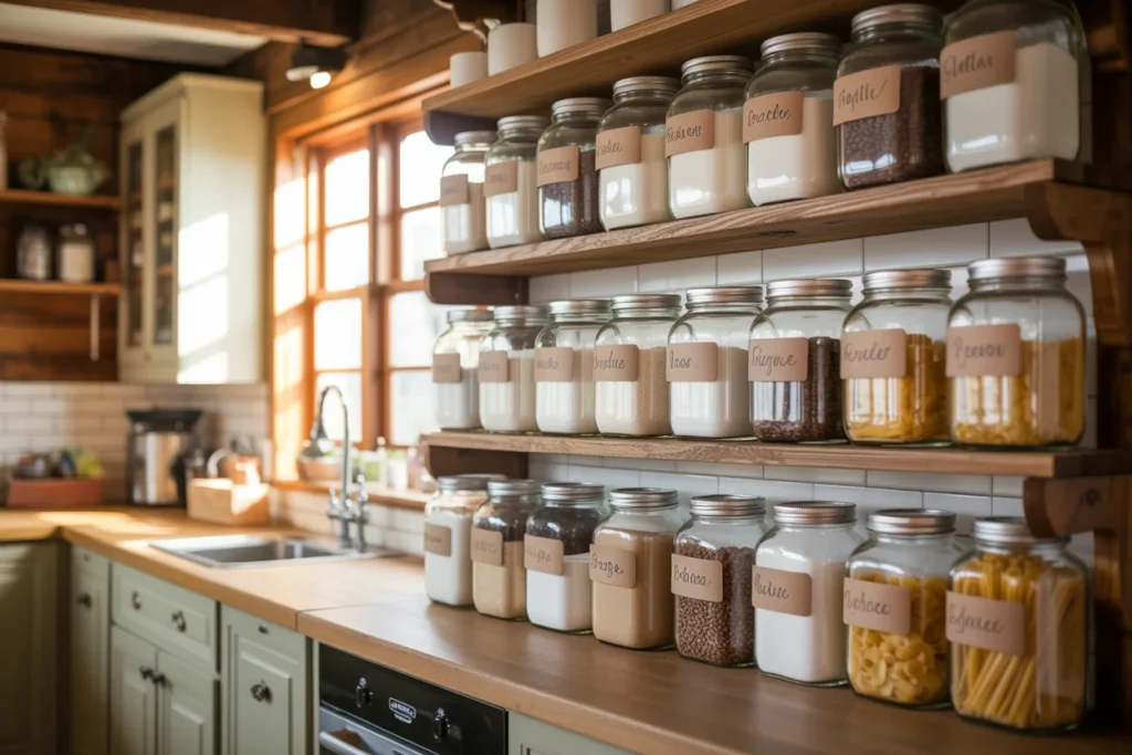 Mason Jar Storage Farmhouse Organization Idea
