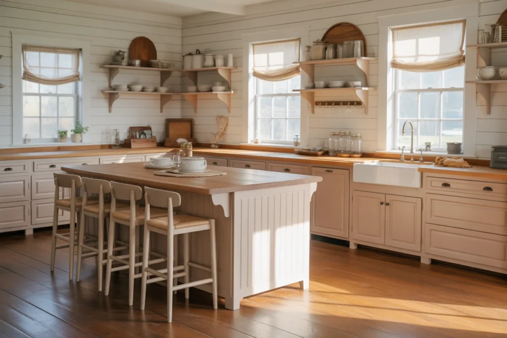 Neutral Color Palette Farmhouse Kitchen Calm