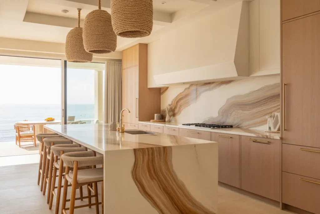 Coastal Kitchen Marble + Wood Combo