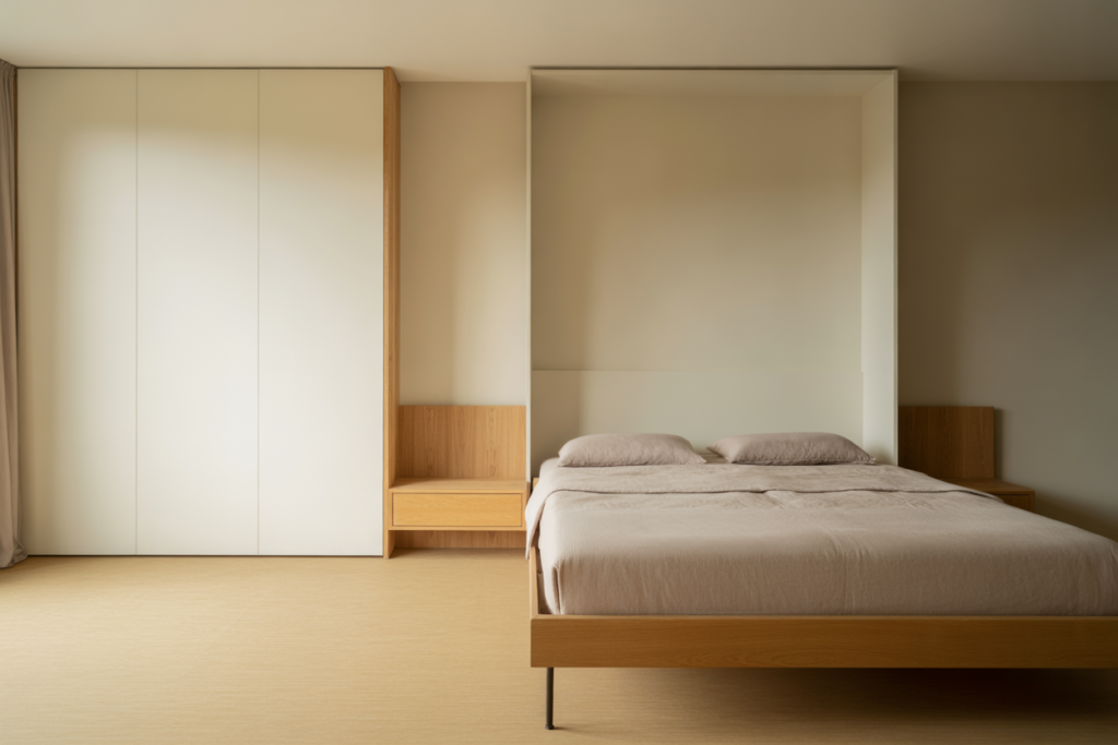  Minimalist bedroom with Murphy bed