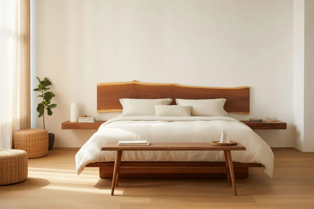 Minimalist Bedroom with Natural Wood Accents