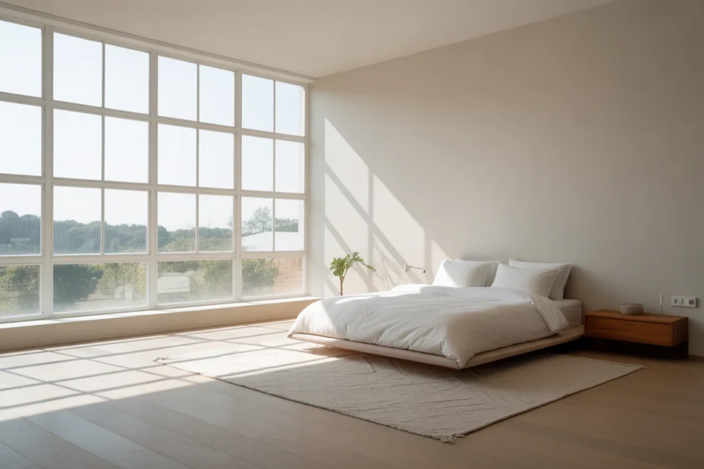Minimalist Bedroom with Large Window Views