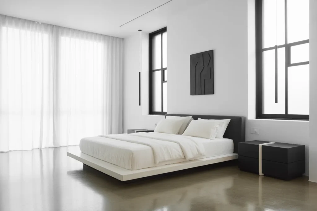 Minimalist Bedroom with Black Accent Details