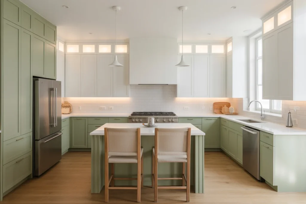 Green And White Kitchen Clean Balanced Style