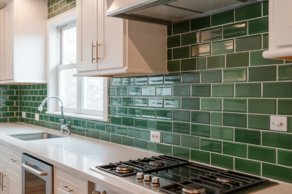Green Backsplash Stylish Kitchen Accent Design