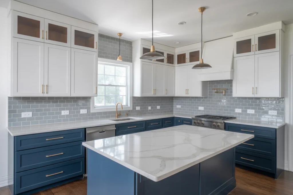 Two Tone Cabinets Stylish Small Kitchen Upgrade