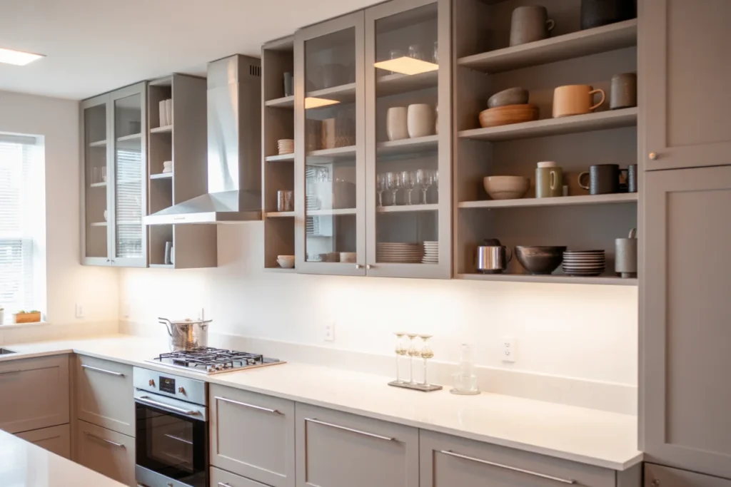 Glass Cabinet Doors Light Open Kitchen Feel