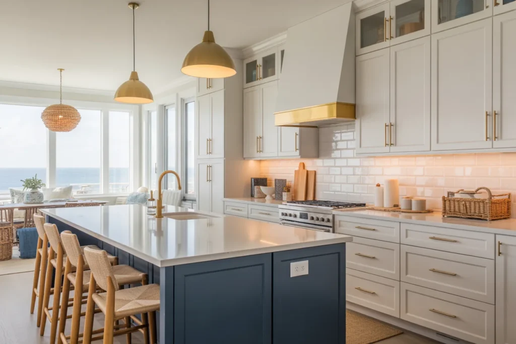Coastal Kitchen Navy Accent Style Bold