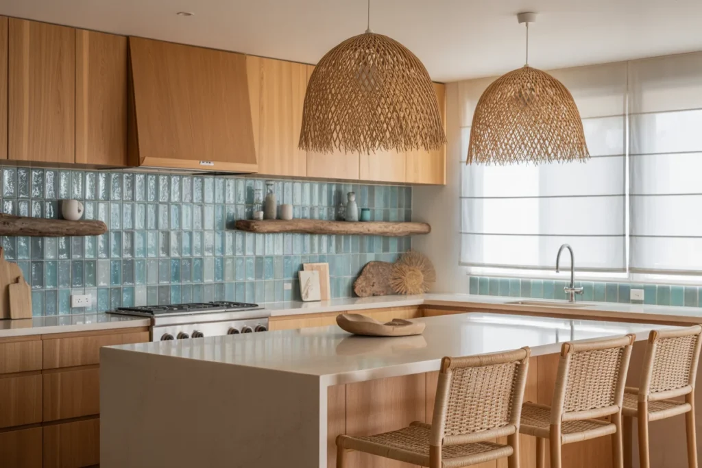 Coastal Kitchen Mixed Texture Design Style