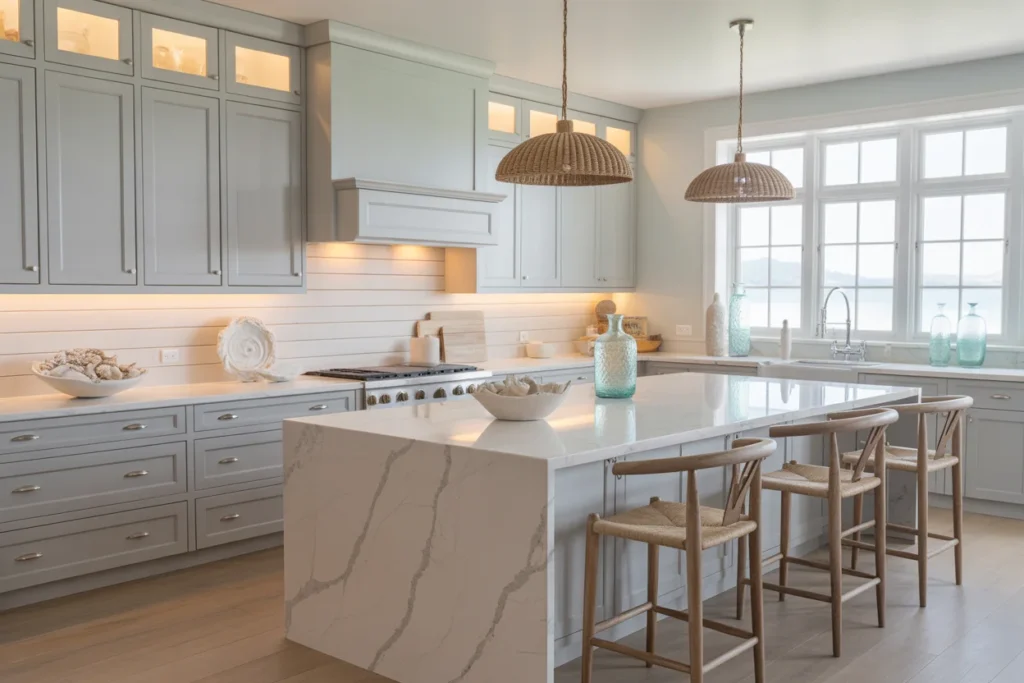 Coastal Kitchen Soft Grey Accent Style