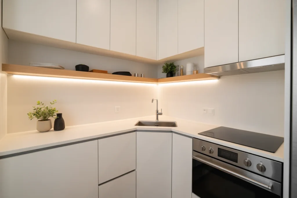 6. Compact Sink Corner Kitchen Layout