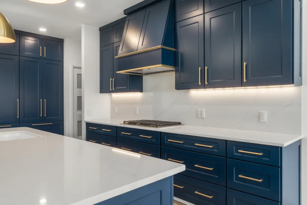 Deep Navy Cabinets Bold Modern Kitchen Style