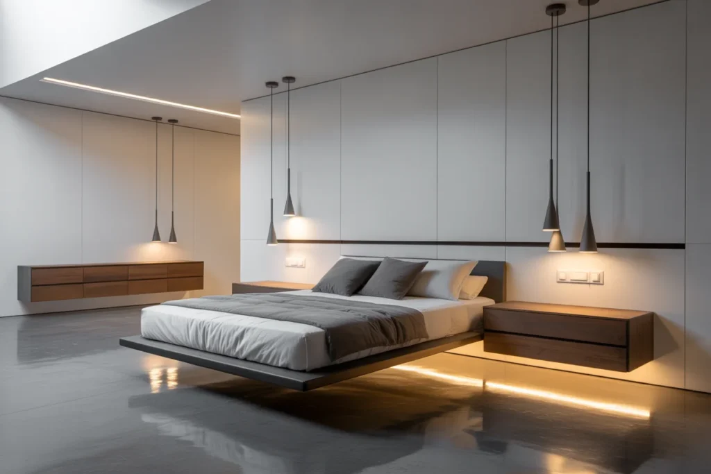 Modern Bedroom with Floating Furniture Style