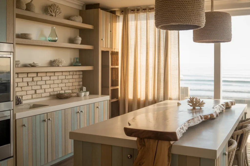 Coastal Kitchen Natural Stone Accent Design