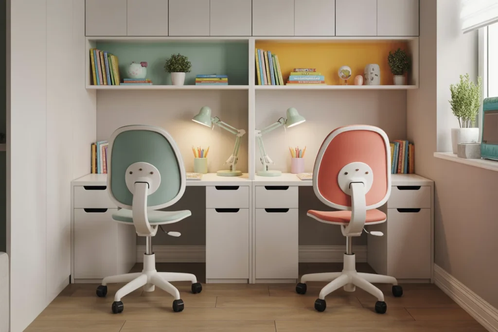 shared study desk for kids