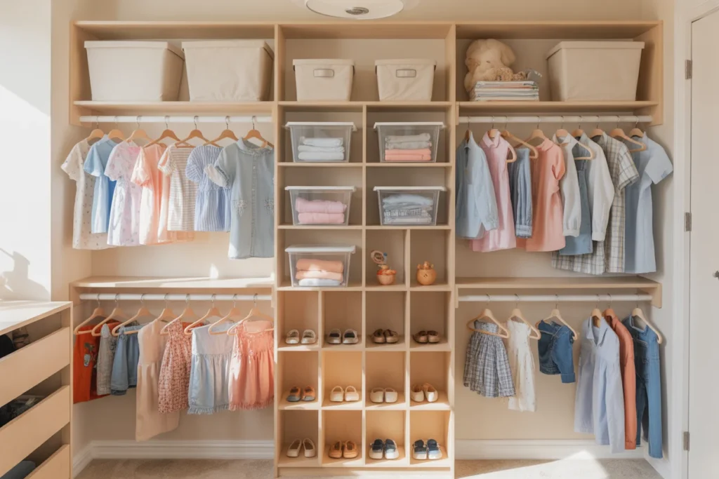 organized kids' closet