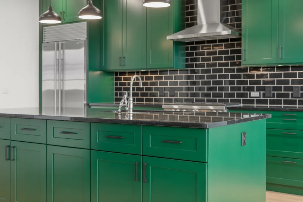 Green Cabinets With Black Accents Modern Edge