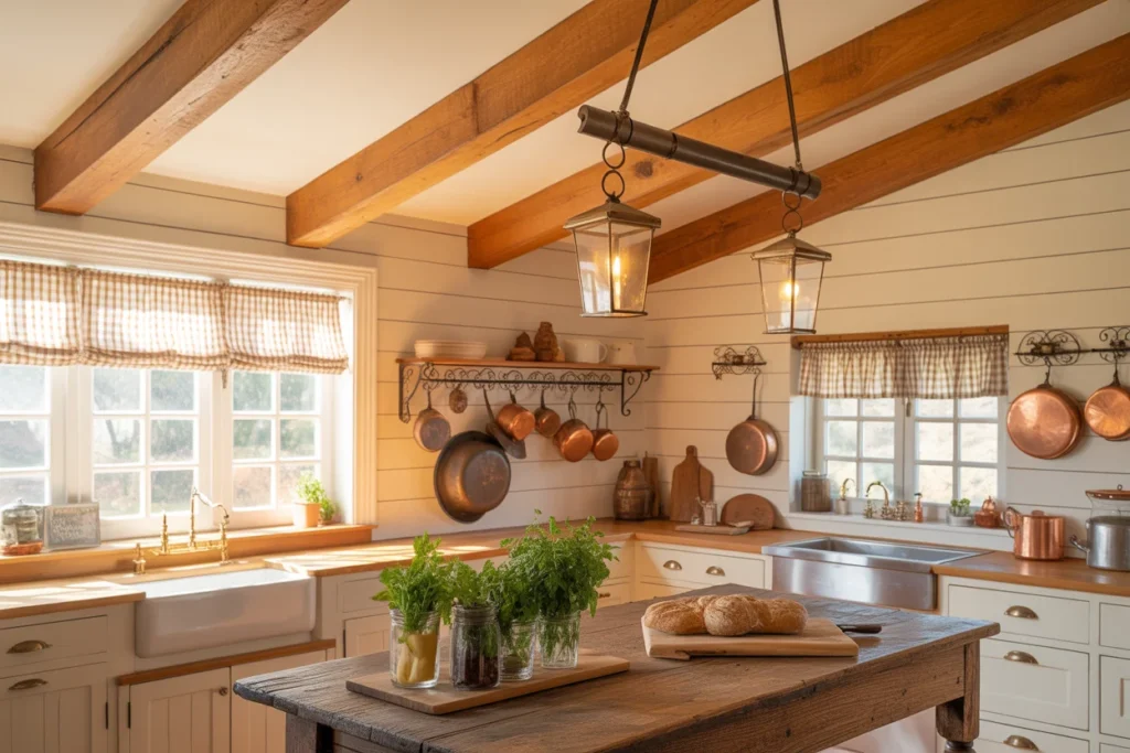 Wooden Beam Ceiling Rustic Farmhouse Upgrade