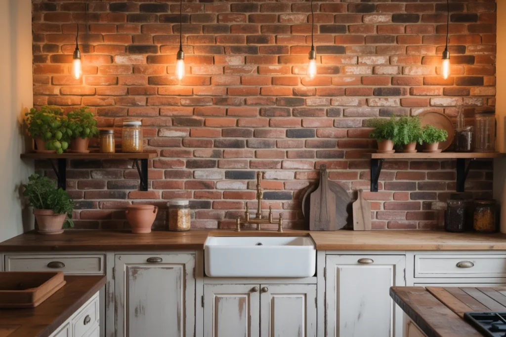 Brick Backsplash for Vintage Farmhouse Appeal