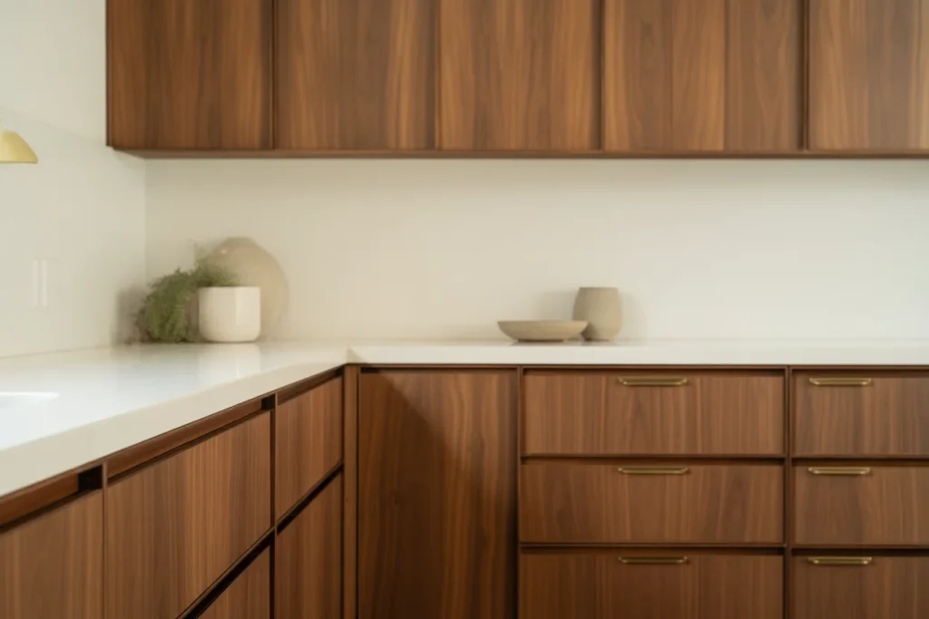Warm Wood Cabinets Classic Midcentury Style