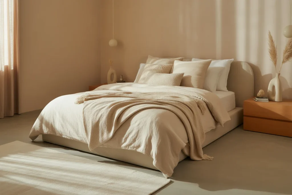 Soft Beige Modern Bedroom Aesthetic