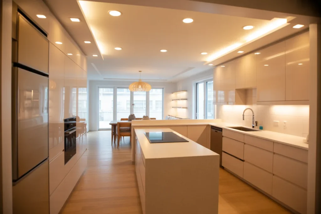 Bright Lighting Small Kitchen Expansion Trick