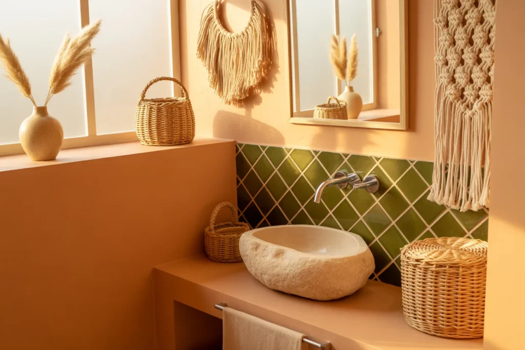 earthy-tone bathroom