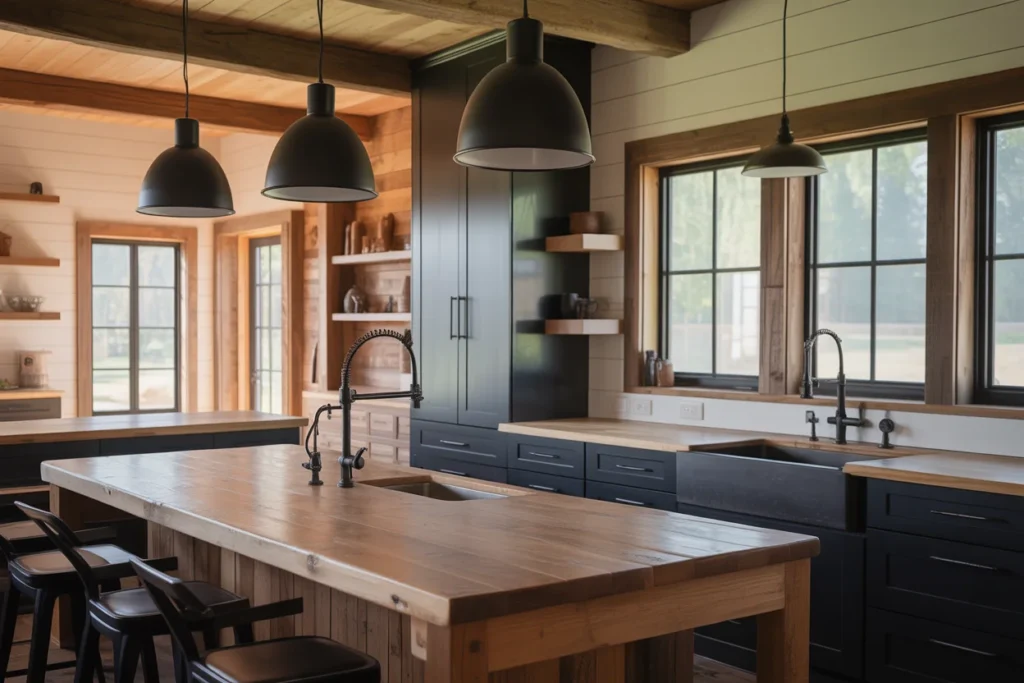 Black Metal Fixtures Farmhouse Contrast Style