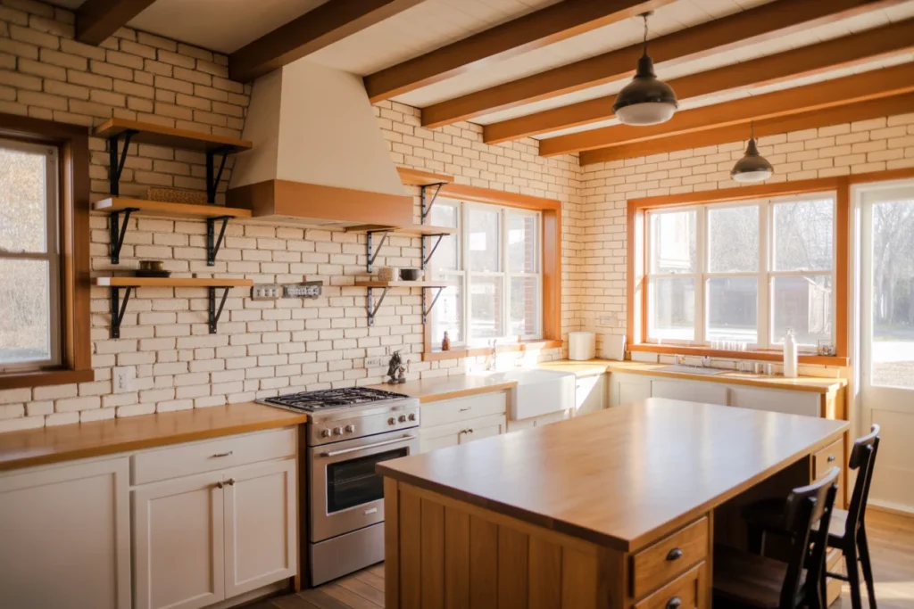 White Brick Backsplash: Farmhouse Bright Style