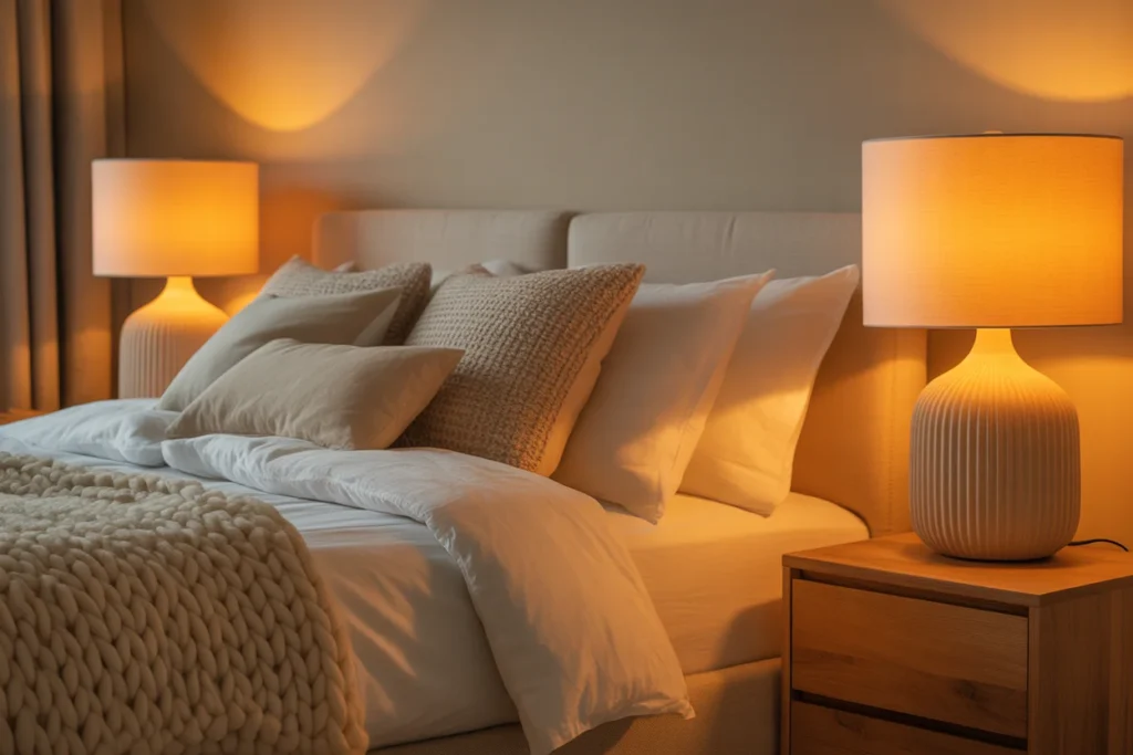 Warm Lighting Setup for Relaxing Bedroom Mood