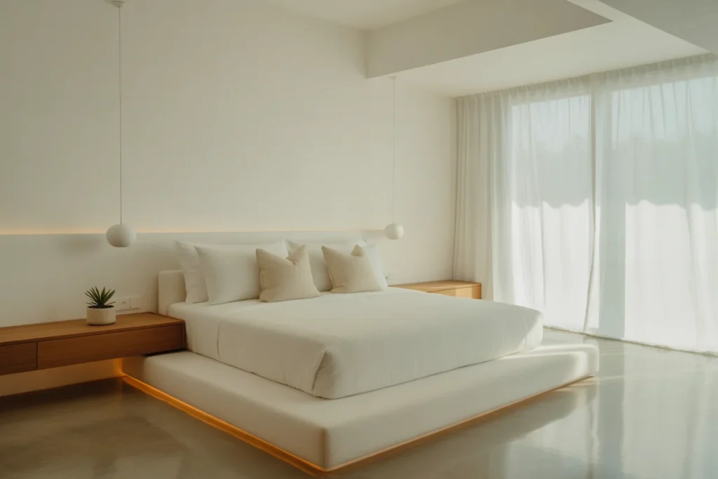 Minimalist White Modern Bedroom Calm Look