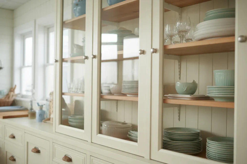 Coastal Kitchen Glass Cabinet Display