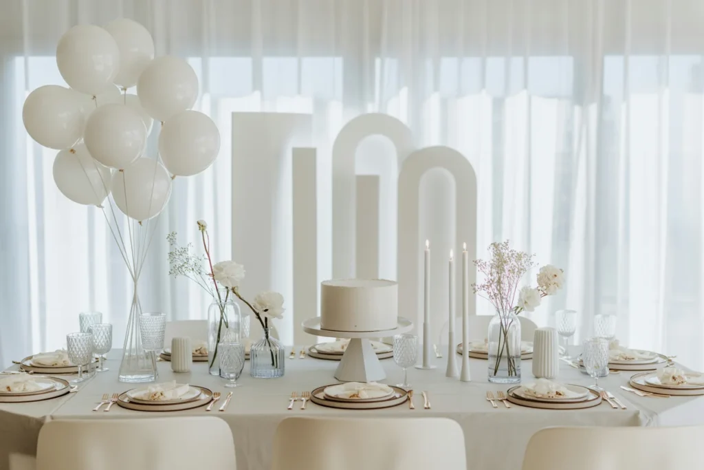 White Birthday Decor Clean Modern Party