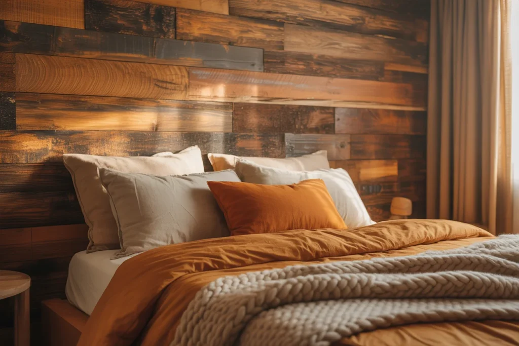 Wooden Wall Decor Warm Rustic Bedroom Style