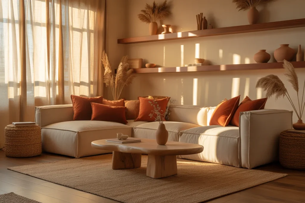 Warm Earth Tones Cozy Modern Living Style
