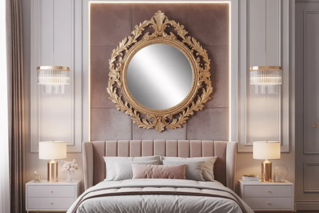 Gold Framed Mirrors Glam Bedroom Wall Decor