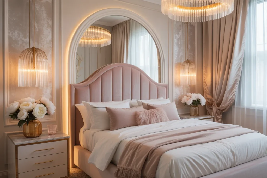 Arched Mirrors Elegant Bedroom Statement