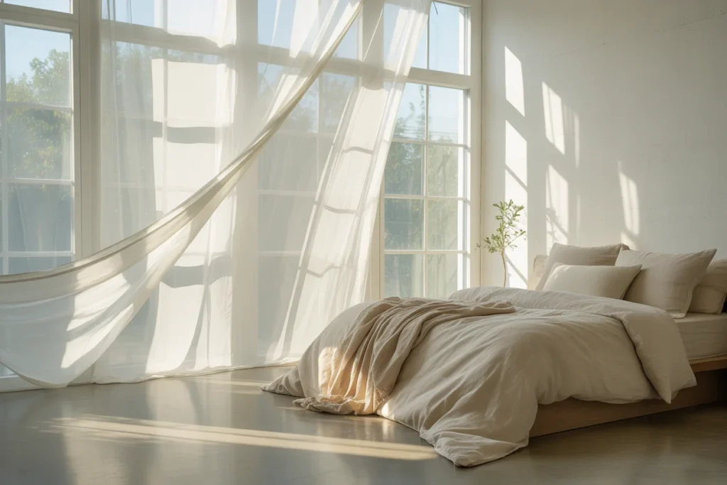 Sheer Curtains Airy Soft Bedroom Design