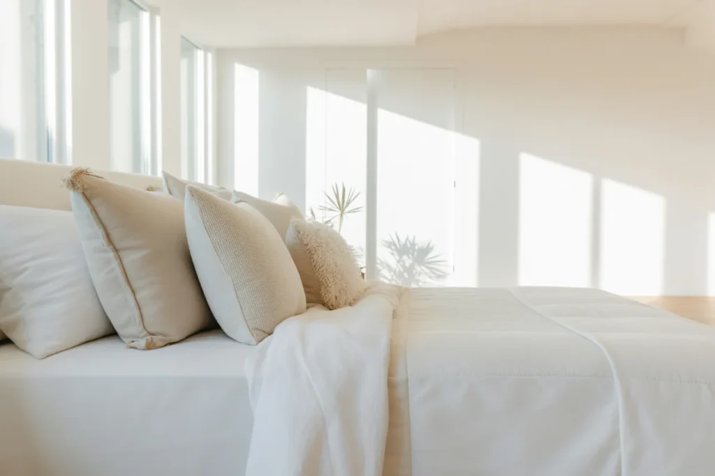 White Bedding Clean Modern Bedroom Look