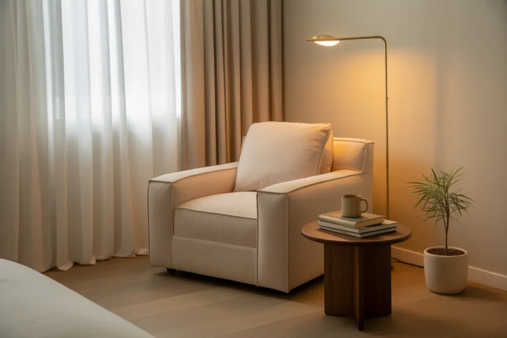 Cozy Reading Corner Minimal Bedroom Idea
