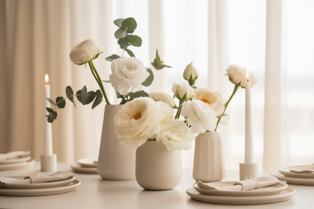 White Floral Decor Soft Minimal Birthday